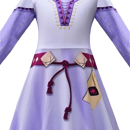 Costume Da Principessa Asha Di Wish Per Bambina – Vestito Viola Con Accessori, Parrucca, Collane E Bracciale. Perfetto Per Carnevale E Feste!