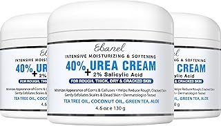 Ebanel Urea Cream 40% plus Salicylic Acid 2%, Foot Cream for Dry Cracked Heels Feet Knees Elbows Hands, Foot Dead Skin Cuticle Callus Remover Toenail Softener, Keratolytic Skin Barrier Repair, 3-Pack