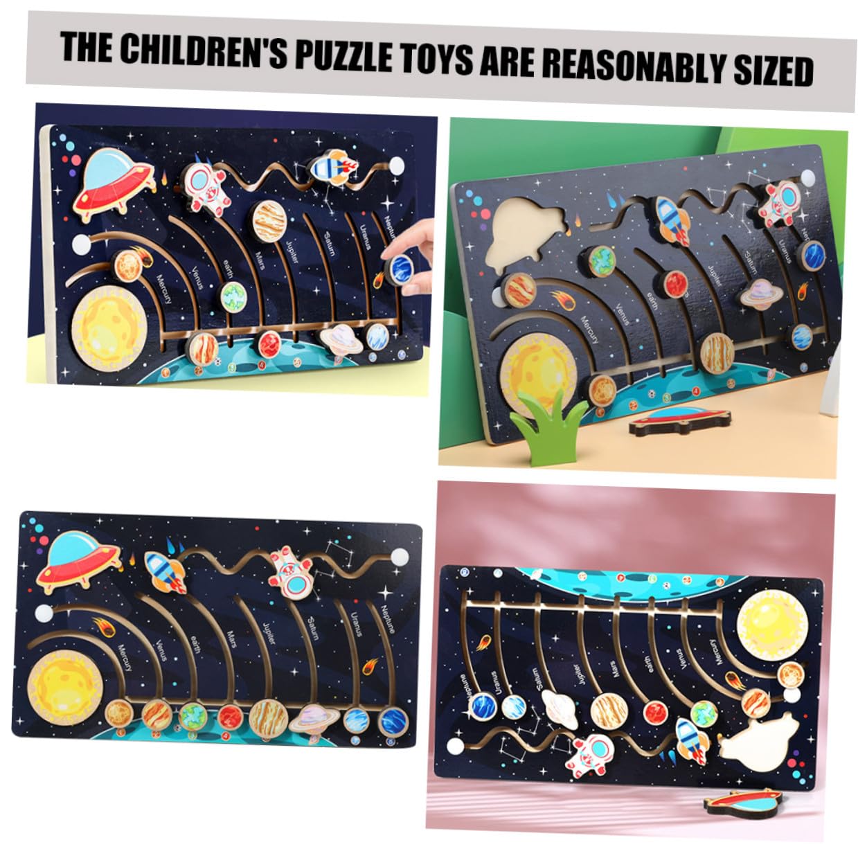 Puzzle Sviluppa Riconoscimento delle Forme e Ragionamento Pianeti Sistema Solare in Legno per Bambini per Attività Prescolari Educative