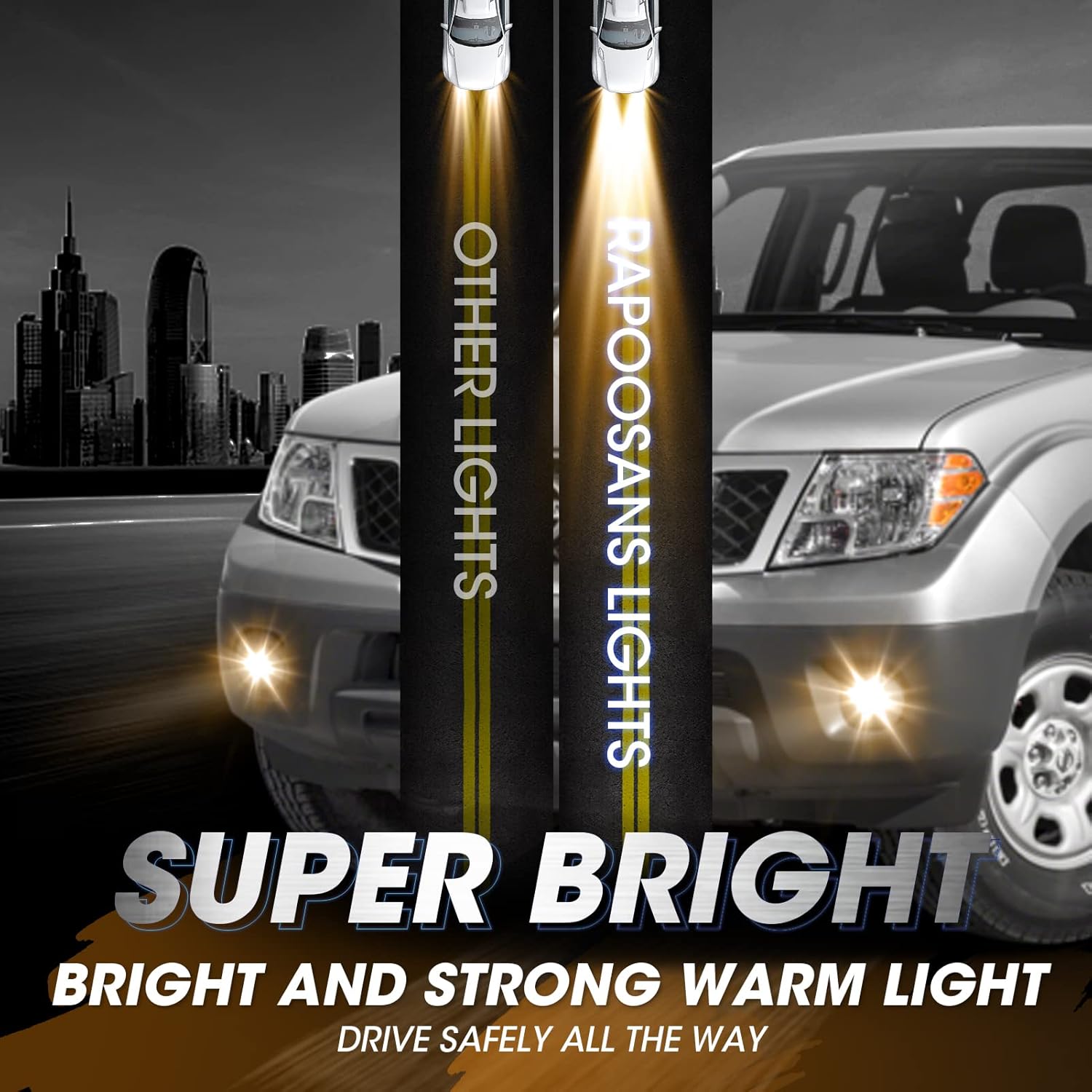 Driving Fog Lights Lamps Assembly Kit for 2005-2015 Nissan Xterra 2010-2017 Nissan Frontier Fog Light Replacement with H11 Halogen Bulbs Switch and Wiring Kit