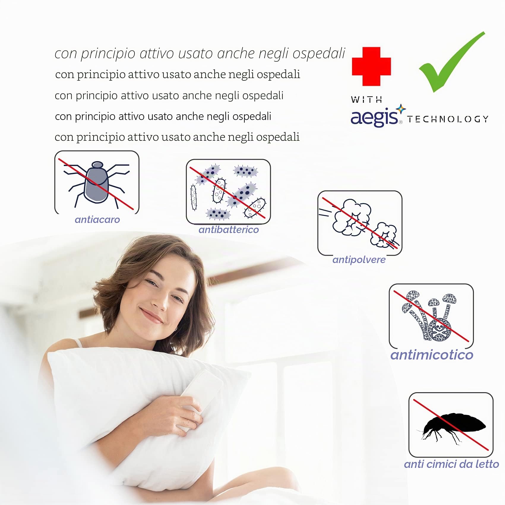 Twillie - Copricuscino 50x80 cm Impermeabile (set da 2) Made in Europa - Oeko-Tex® Aegis® Copriguanciale Traspiranti e Ipoallergenici - Federe per cuscini Anti-Acari, Anti-Batteri - 100% Policotone