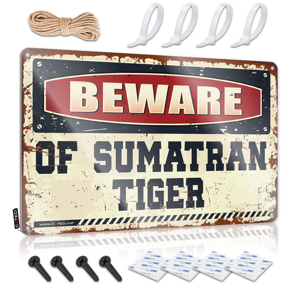 Pool Signs And Decor Outdoor Beware Of Sumatran Tiger Tin Sign Bbq Signs Outdoor Funny Signs For Bedroom(30X40CM)