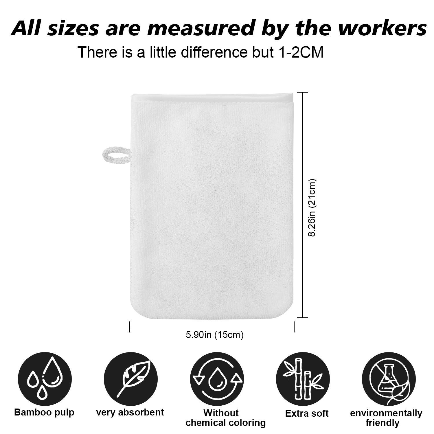 PHOGARY 10 Pack Microfiber Body Wash Mitts, Soft Face Mitten, Bath Spa Cloth, Reusable Makeup Remover Mitt Gloves, European Style Wash Cloth,6×8inch, White and Grey