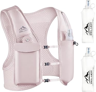 Running Vest for Women Men, USA Original Patent, Adjustable Chest Straps Running Hydration Vest with Dual 500ml Soft Flask, Breathable Reflective Hydration Backpack for Hiking