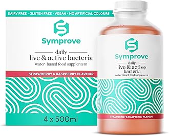Probiotic, Strawberry & Raspberry Flavour, Fermented to a Level of at Least 10 Billion CFUs per 70ml Shot, Water-Based, Dairy & Gluten Free, Vegan (4 x 500ml)