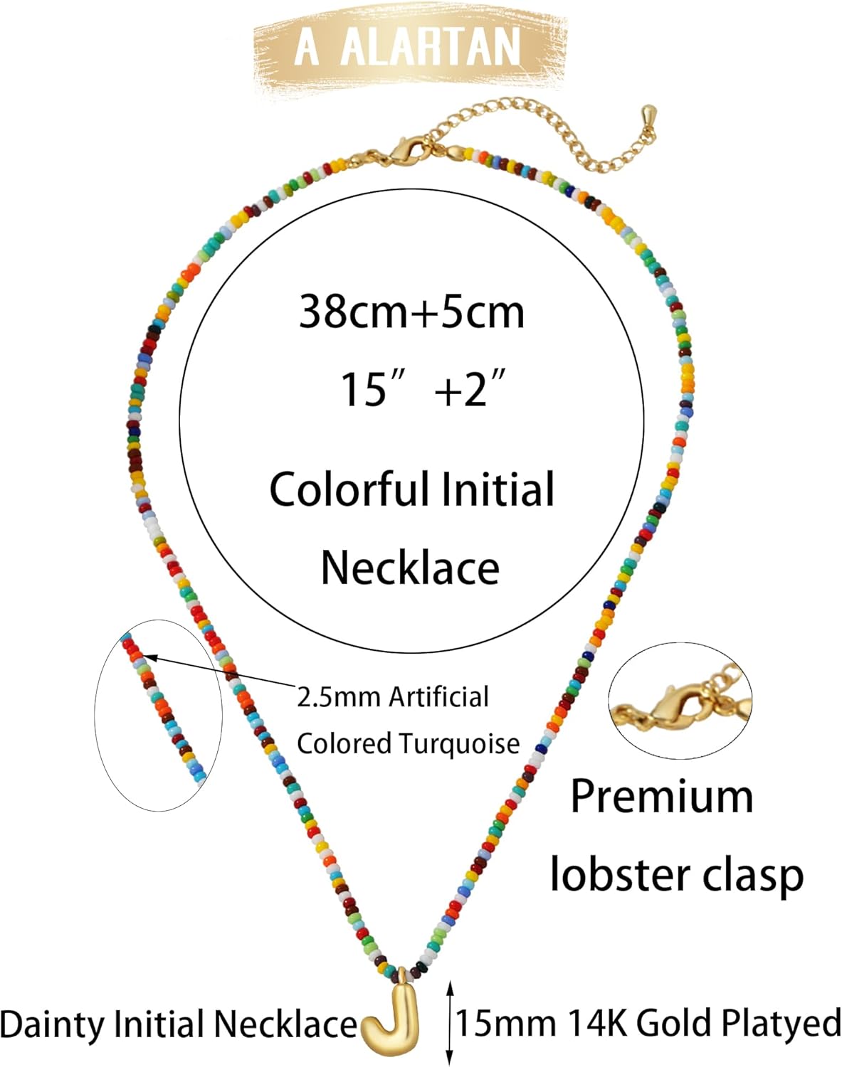 Initial Necklace for Women Cute Colorful Beaded Charm Necklaces Bohemian Colorful Letter Necklaces Personalized Bubble Necklace Trendy Choker for Women Jewelry Gift - Image 5