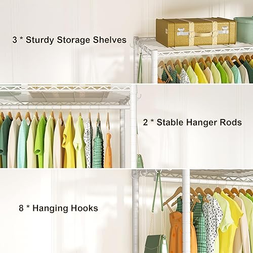 Vista 67 de FUTASSI P3 Plus - Perchero con ruedas, perchero para colgar ropa, resistente con ruedas, estante de armario portátil independiente de 45 pulgadas