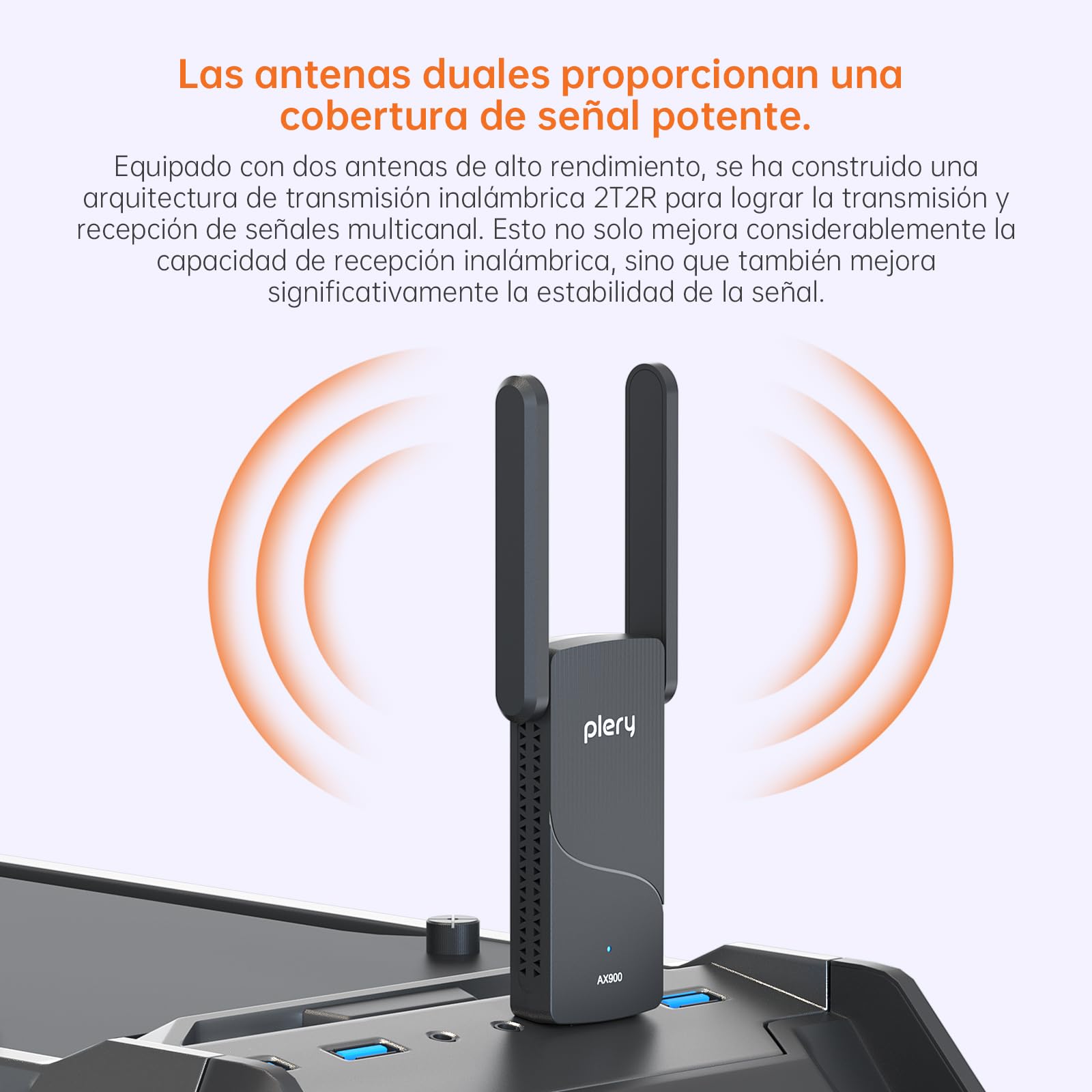 Adaptador WiFi 6 AX900 Bluetooth 5.4 USB Doble Banda 5 GHz/2,4 GHz para PC
