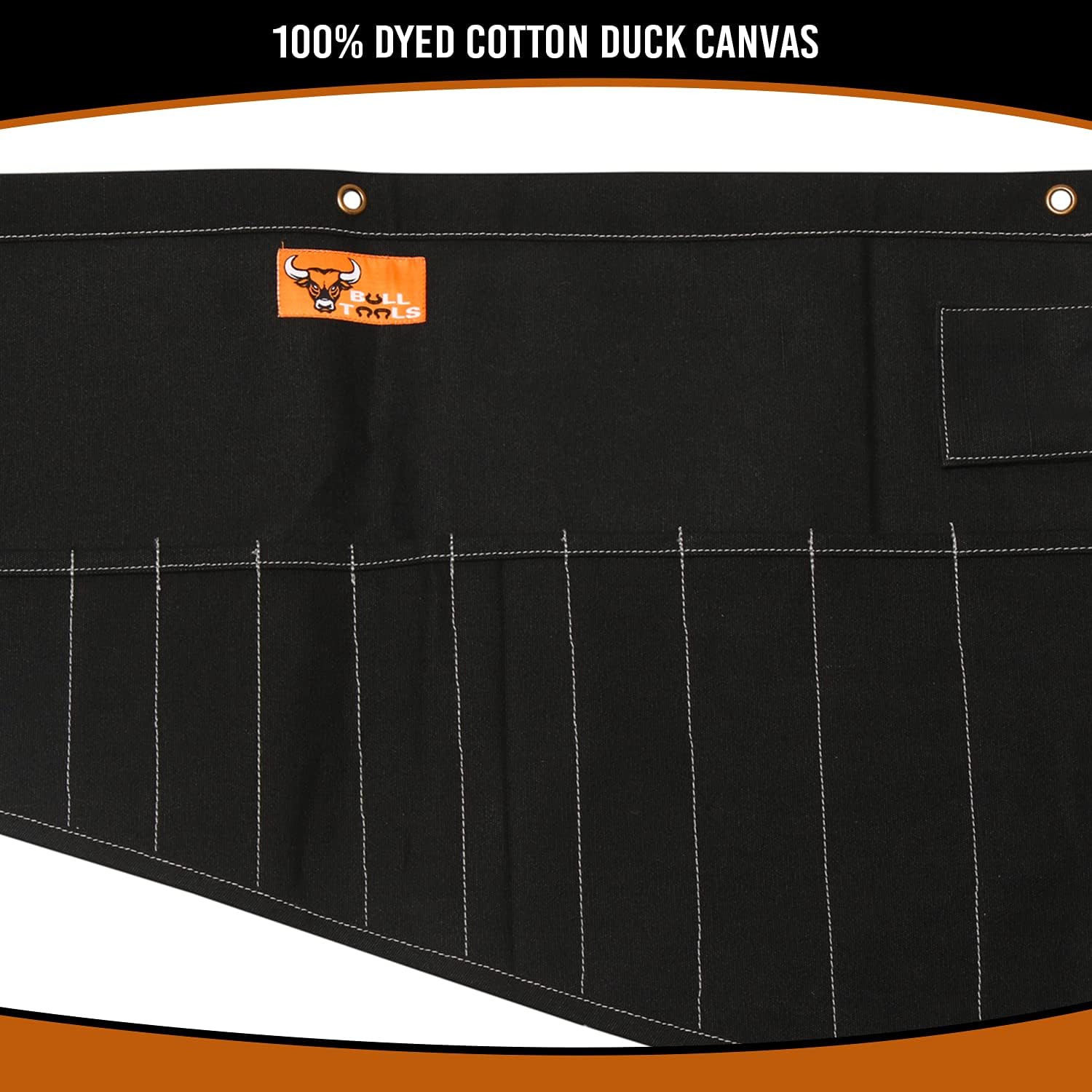 BULL TOOLS Roll Up Tool Bag Organizer 16 Pockets Metric & SAE Wrench Organizer Heavy Duty Cotton Duck Canvas, Handcrafted, Compact Tool Pouch for Easy Storage - (Tools Not Included)
