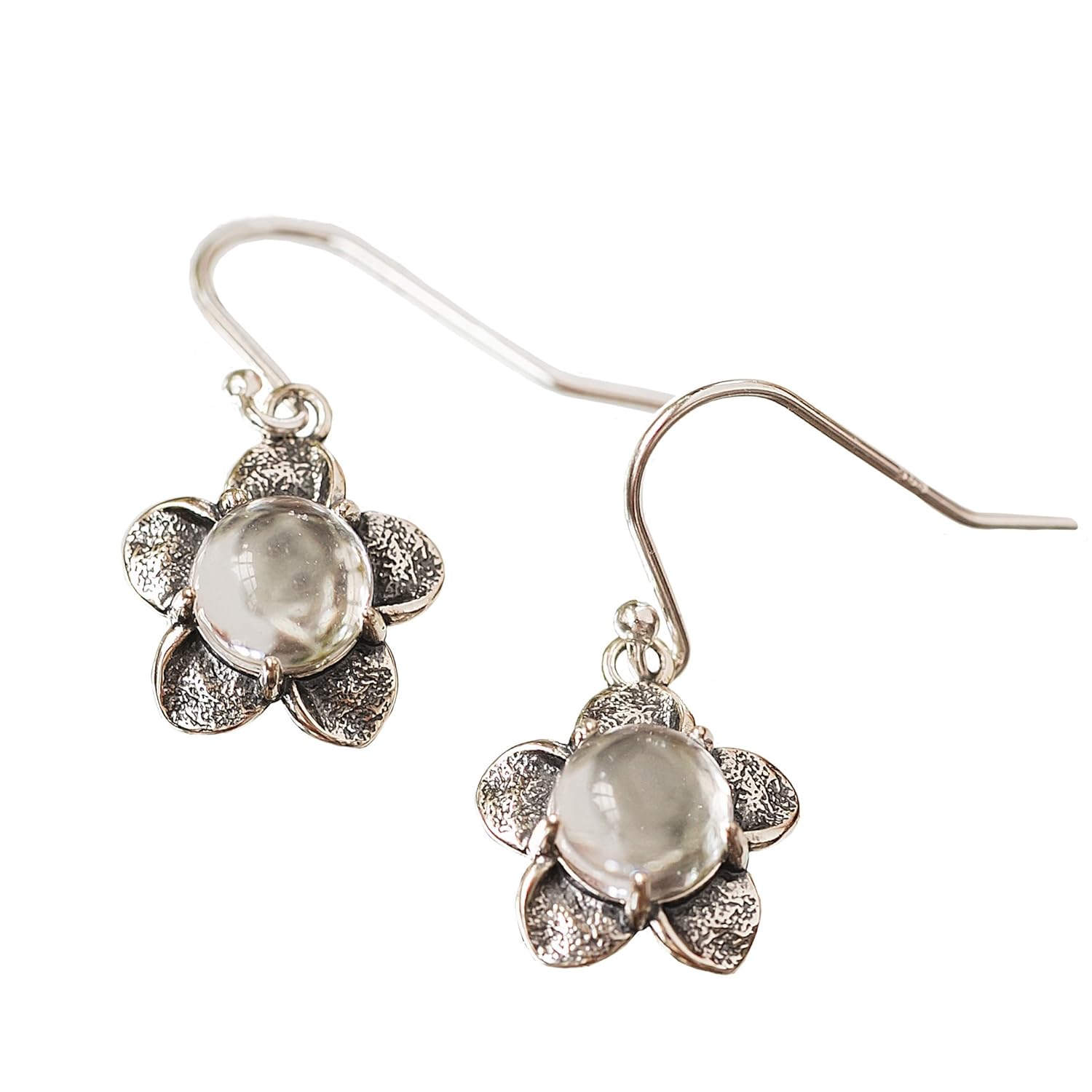Bottled Up Designs Handmade Bloom Once More Earrings, Recycled Vintage Glass, Sterling Silver, Eco Friendly, Made in USA, Birthday Gifts, Mothers Day, Women, Anniversary (Clear Dairy Bottle)
