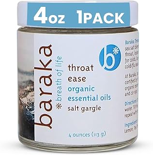 Baraka Throat Ease Salt Gargle 4 oz. - Organic Sea Salt and Essential Oils for Adults and Children