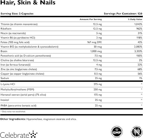 Miniatura 3 de Celebrate Vitaminas Cabello, Piel y Uñas - 120 Cápsulas