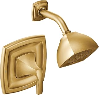 Moen Voss Brushed Gold Posi-Temp Posi-Temp Pressure Balancing Shower Trim Featuring Showerhead and Shower Lever Handle, Valve Required, T2692BG