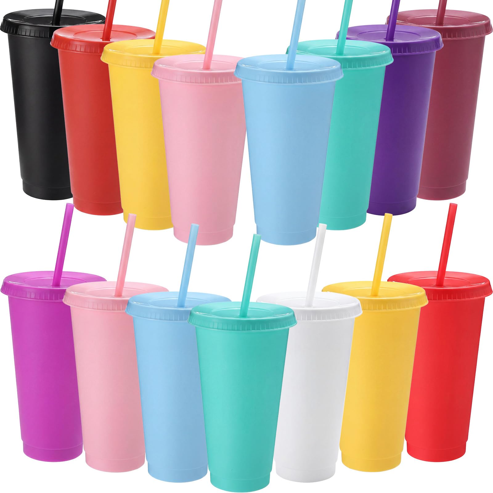 Photo 1 of DKALIO 30 PCS 24oz Bulk Plastic Tumblers with Snap Lids, Commercial-Grade Coffee Cups, Durable Reusable Drinkware for Restaurant, Office Use & Outdoor Events(Solid Color)