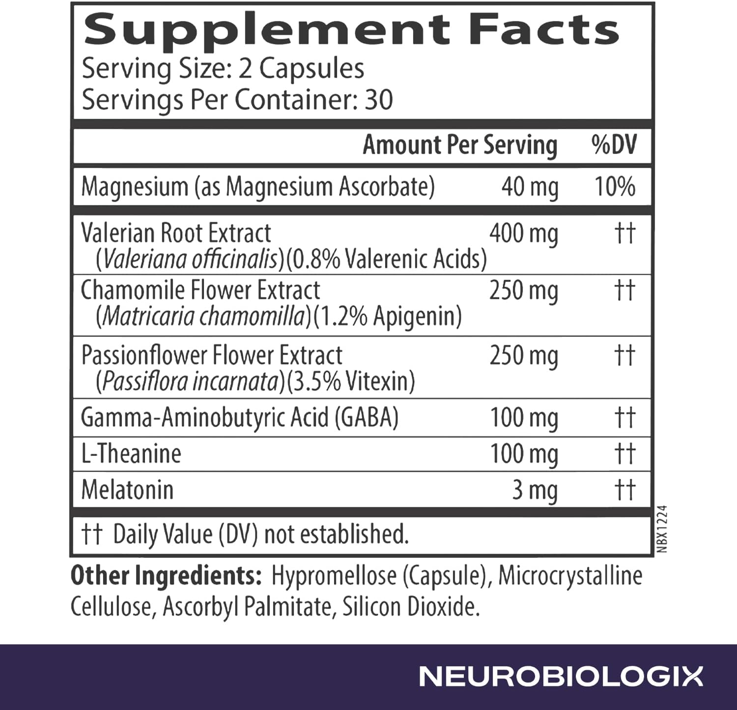 Neurobiologix Neuro Night Essentials, Calming Nighttime Formula with GABA L-Theanine Valerian Root & Magnesium, Supports Relaxation Emotional Balance & Wind-Down Routine, 60 Vegetarian Capsules