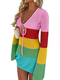 ANRABESSBeach Cover Ups for Women Crochet Swimsuit Bathing Suit Swimwear Bikini Mesh Knit Dress 2025 Summer Vacation Outfits