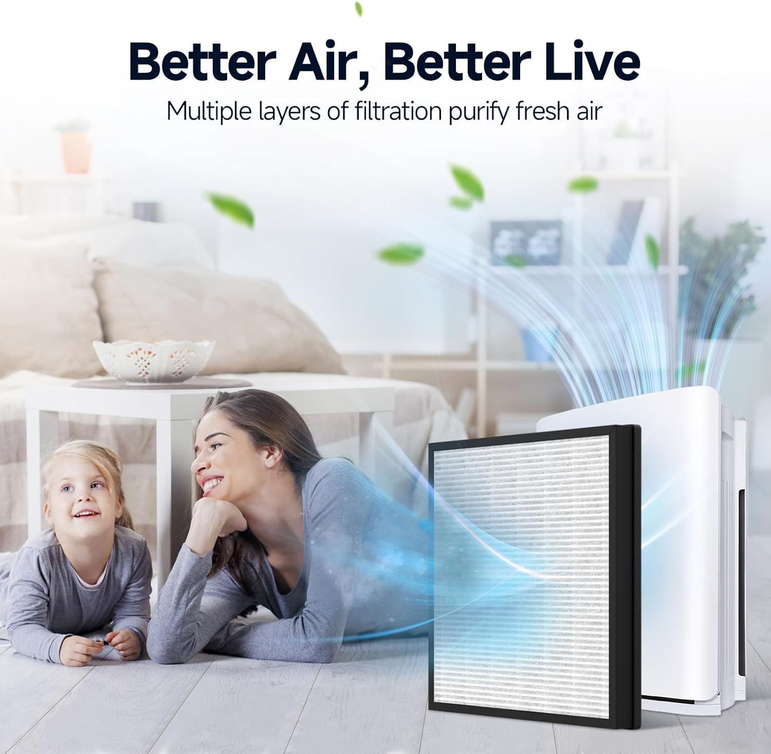 2 Pack Max V-Series Replacement Filter Compatible with Wynd Max Home Air Puri-fier, 3-in-1 Filter, Model HMEPURV01
