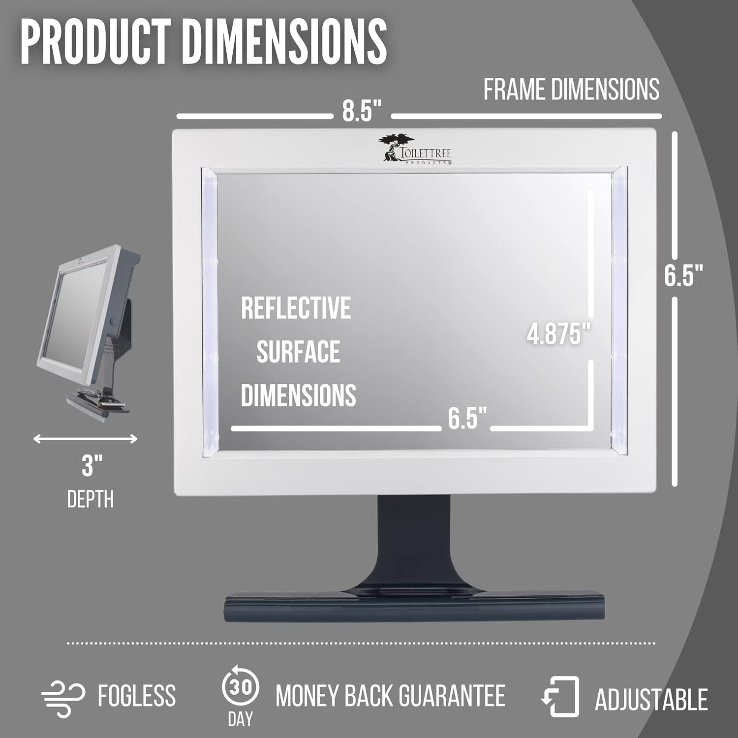 ToiletTree Products Original LED Fogless Shower Mirror with Squeegee