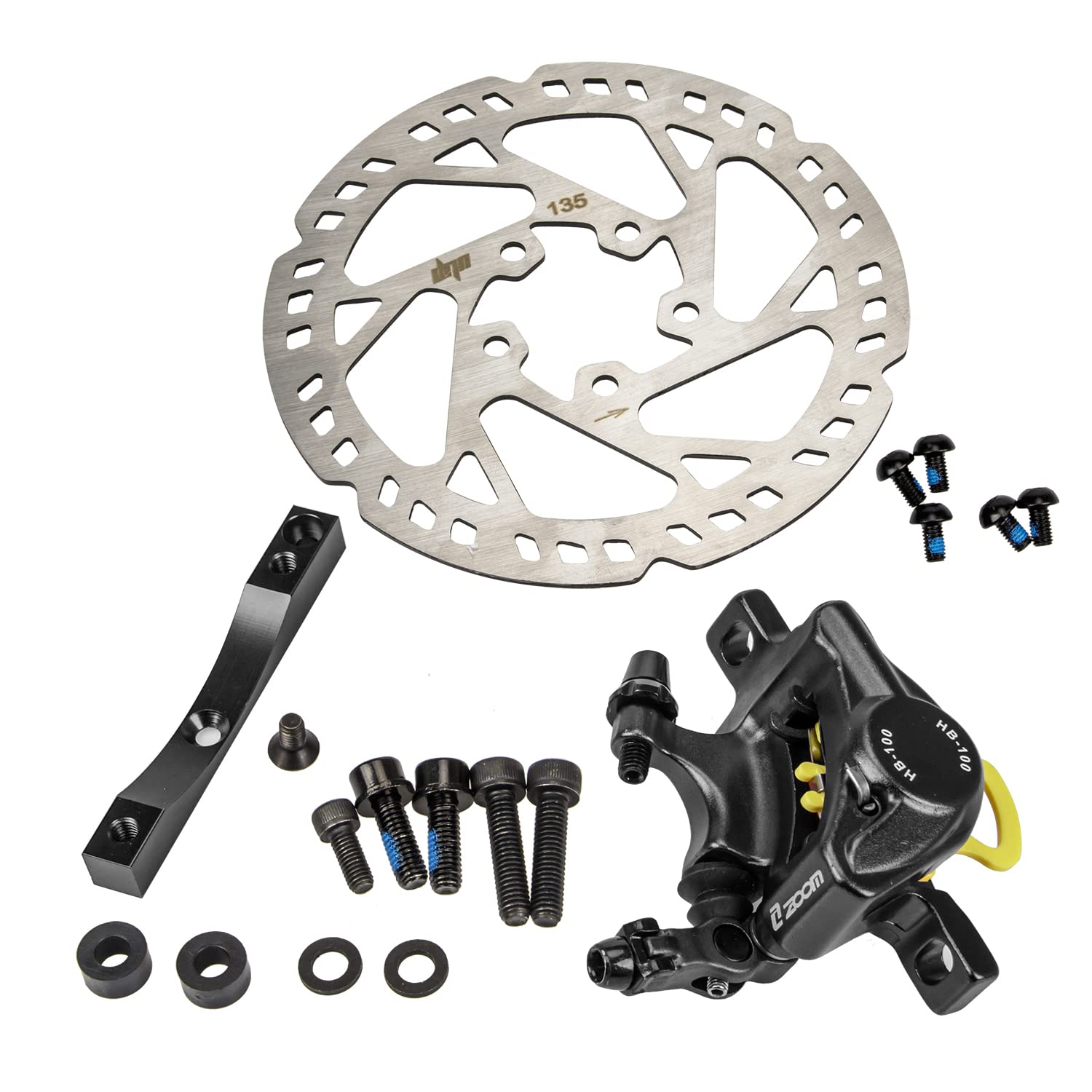 Xtech Hamulec Hydrauliczny dla Xiaomi M365 Pro/Pro 2 Skuter elektryczny Uchwyt Adapter 135mm Tarcza (Czarny-Hamulc+Płyta+Adapter)