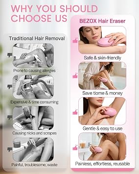 BEZOX Glass Hair Eraser, Leg Hair Shaver Glass Stone
