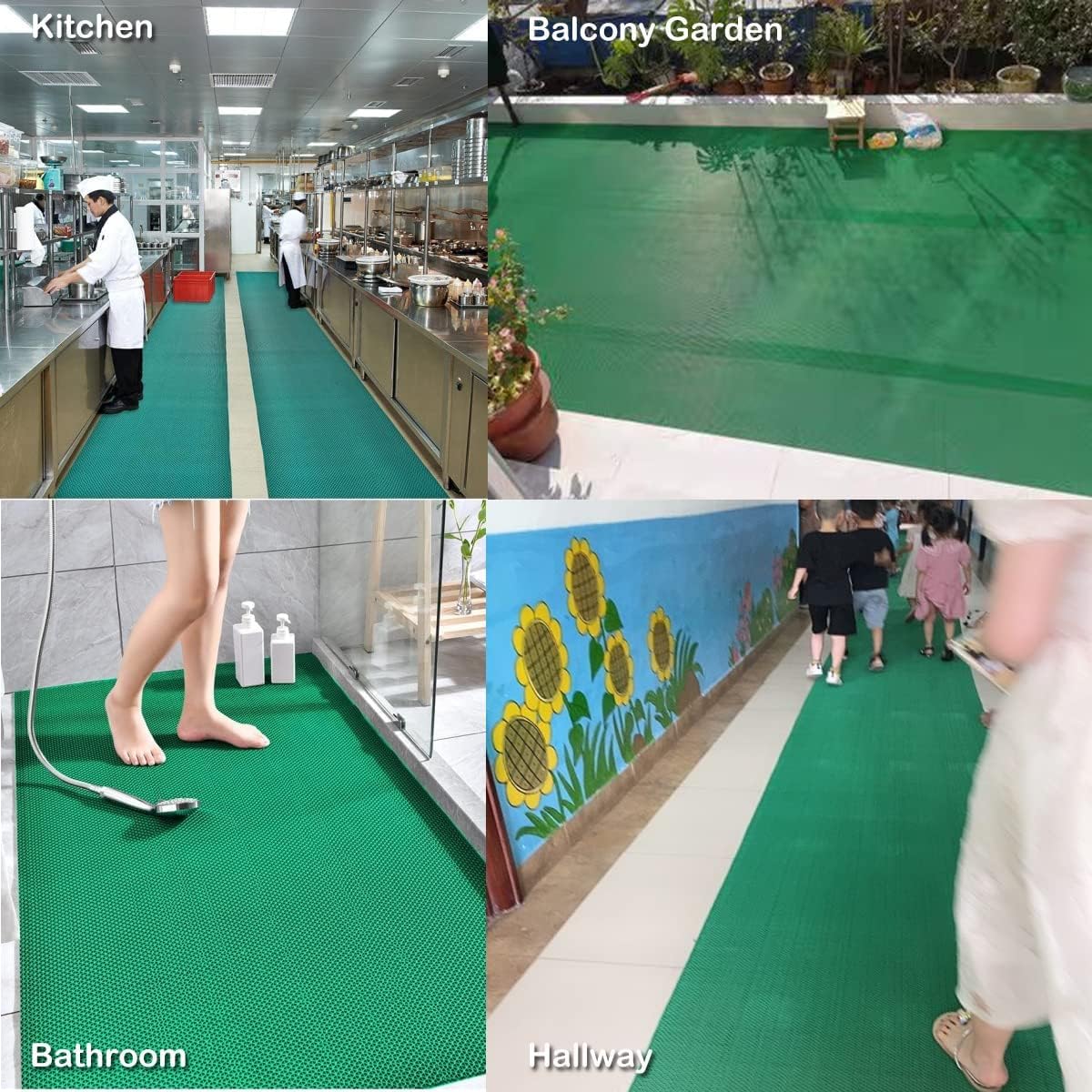 BWKJMY Tapis d'extérieur antidérapant en caoutchouc robuste pour salle de bain, piscine, hôtel, cuisine, restaurant - 300 x 90 cm