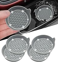 Vista 24 de NBTEPEM 2 posavasos de auto con diamantes de imitación, 2.75 pulgadas, antideslizantes, a prueba de golpes, universal, a la moda, para auto