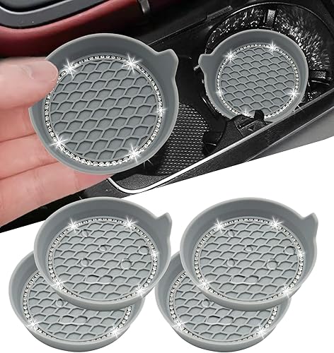 Miniatura 24 de NBTEPEM 2 posavasos de auto con diamantes de imitación, 2.75 pulgadas, antideslizantes, a prueba de golpes, universal, a la moda, para auto, con