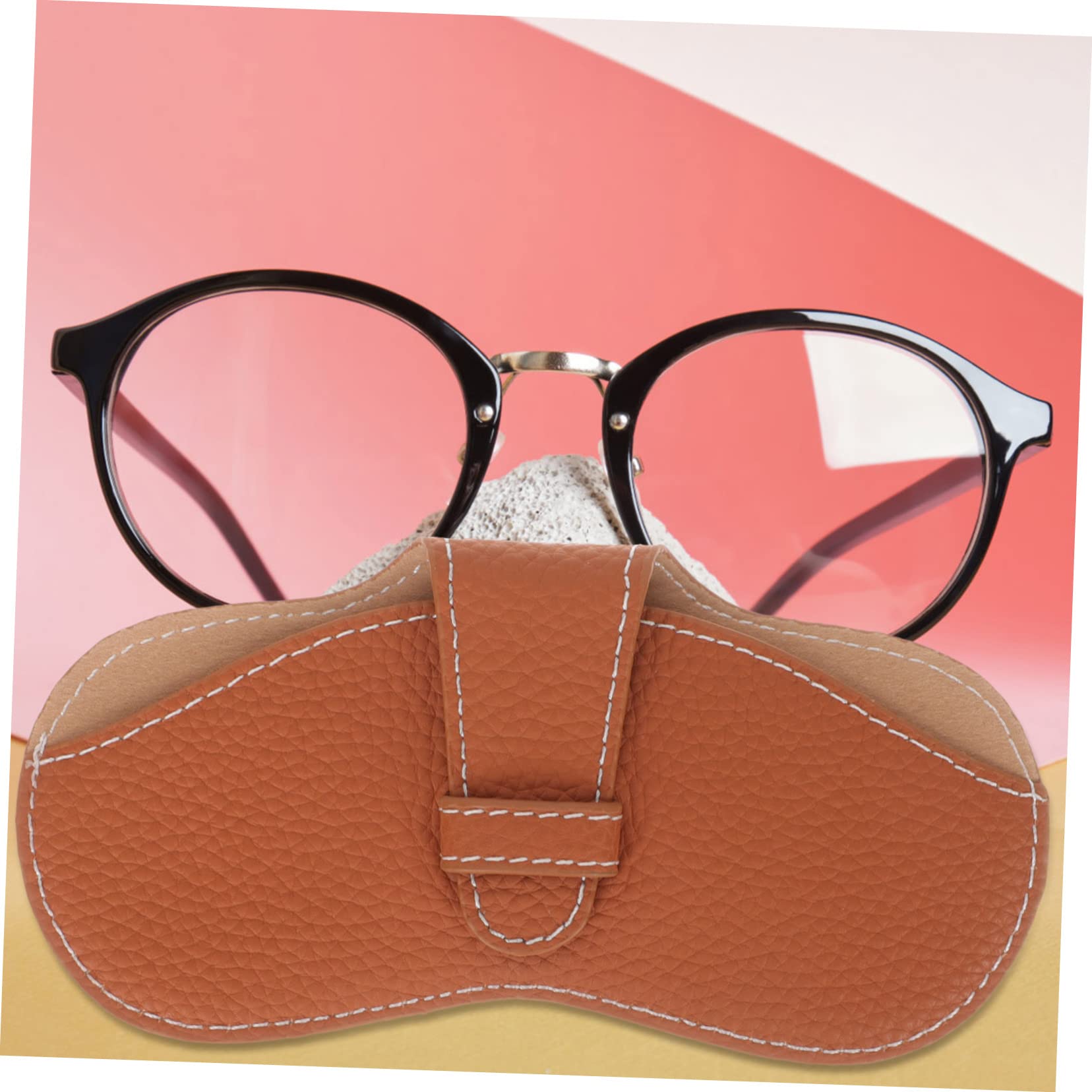 Ipetboom Bolsa De Gafas Gafas De Lectura De Viaje Estuche De Gafas De Viaje Largo Delgado Gafas De Luz Azul Resistente Estuche Para Anteojos Casos Viajar Brown Cuero