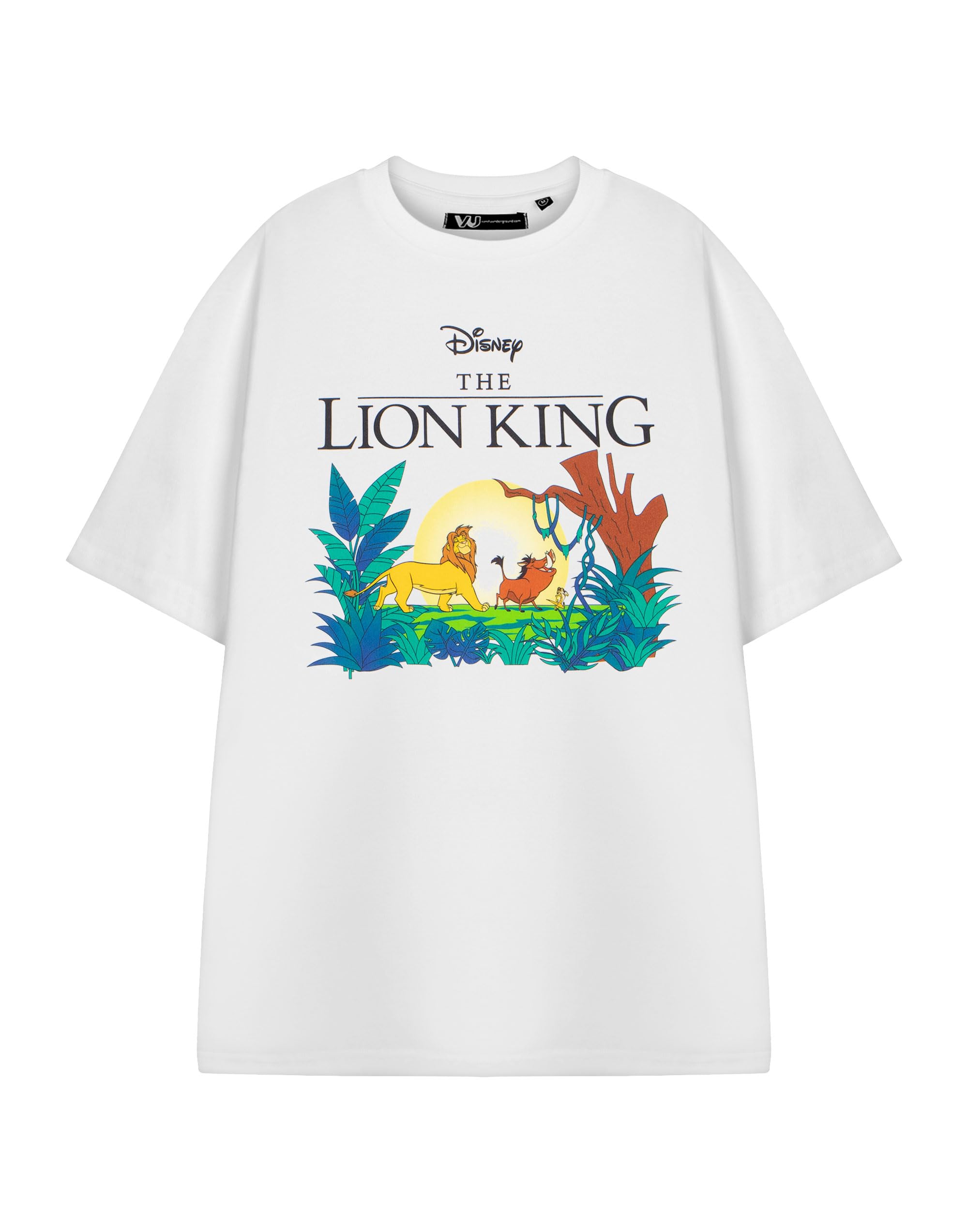 Disney The Lion King Women's White Short Sleeve T-Shirt - Simba & Nala Graphic - Crew Neck - Short Sleeves - Size M