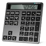 Rechargeable Wireless Number Pad for Laptop, 34 Keys Numeric Keypad with Dual Bluetooth & Display, 2-in-1 Numpad and Calculator, Slim Portable Number Pad Keyboard for Windows, Mac, PC, Tablet