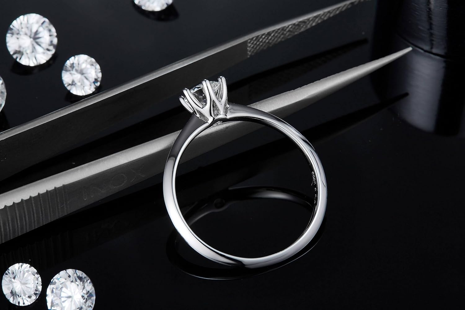 Gem's Beauty Green Moissanite Rings 0.5Ct /1.0Ct/1.5Ct/2.0Ct/3.0Ct/5.0Ct D Color Round Diamond Green Moissanite Rings Sterling Silver Band Ring Wedding Engagement Rings for Women(Size 5-10) - Image 5