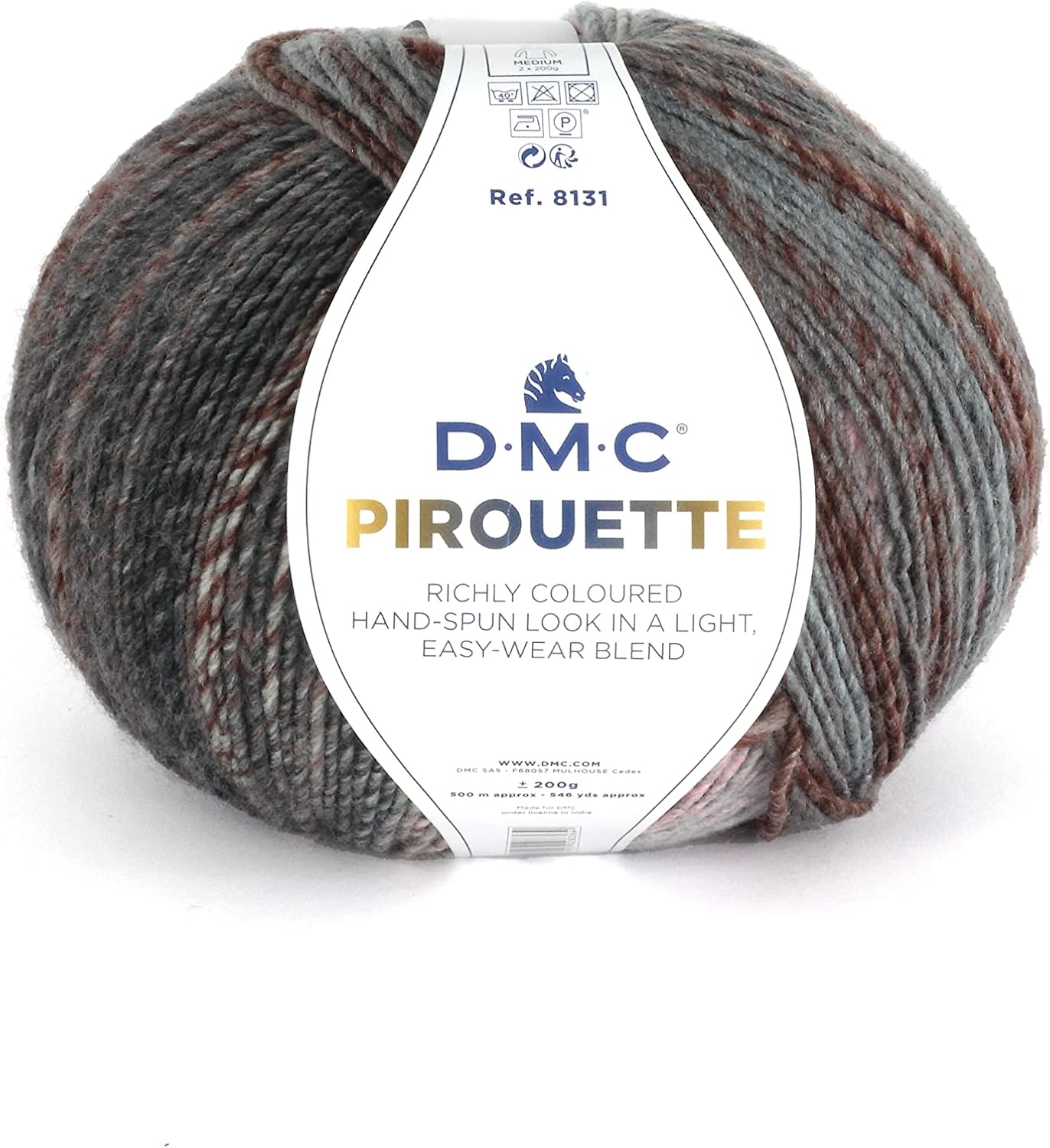 DMC DMC8131 Piluette Yarn, Medium Thickness, 164.4 ft (500 m) Ball Roll, #801