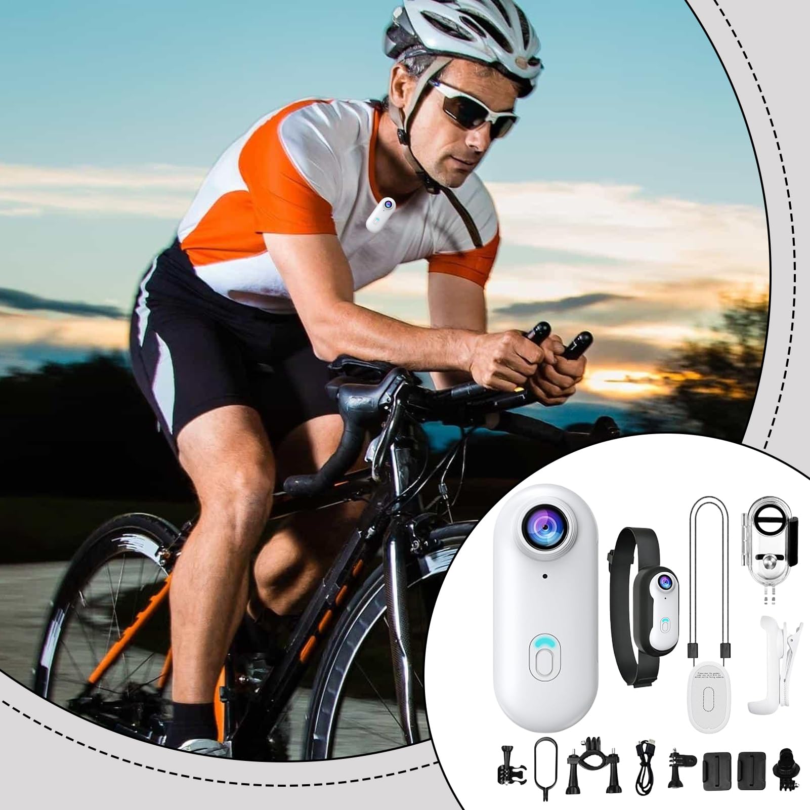 Thumb Fotocamera D'Azione Indossabile Portatile Impermeabile | Fotocamera Personale Per Moto, Bicicletta, Ciclismo, Corsa, Palestra, Escursionismo, Viaggi All'Aperto, Vlogging E Animali
