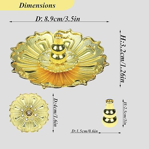 Miniatura 2 de VUFUL Soporte de incienso para varillas de incienso y bobinas de incienso, esmalte y molienda, aleación de aluminio chapado en 5 veces, ideal para