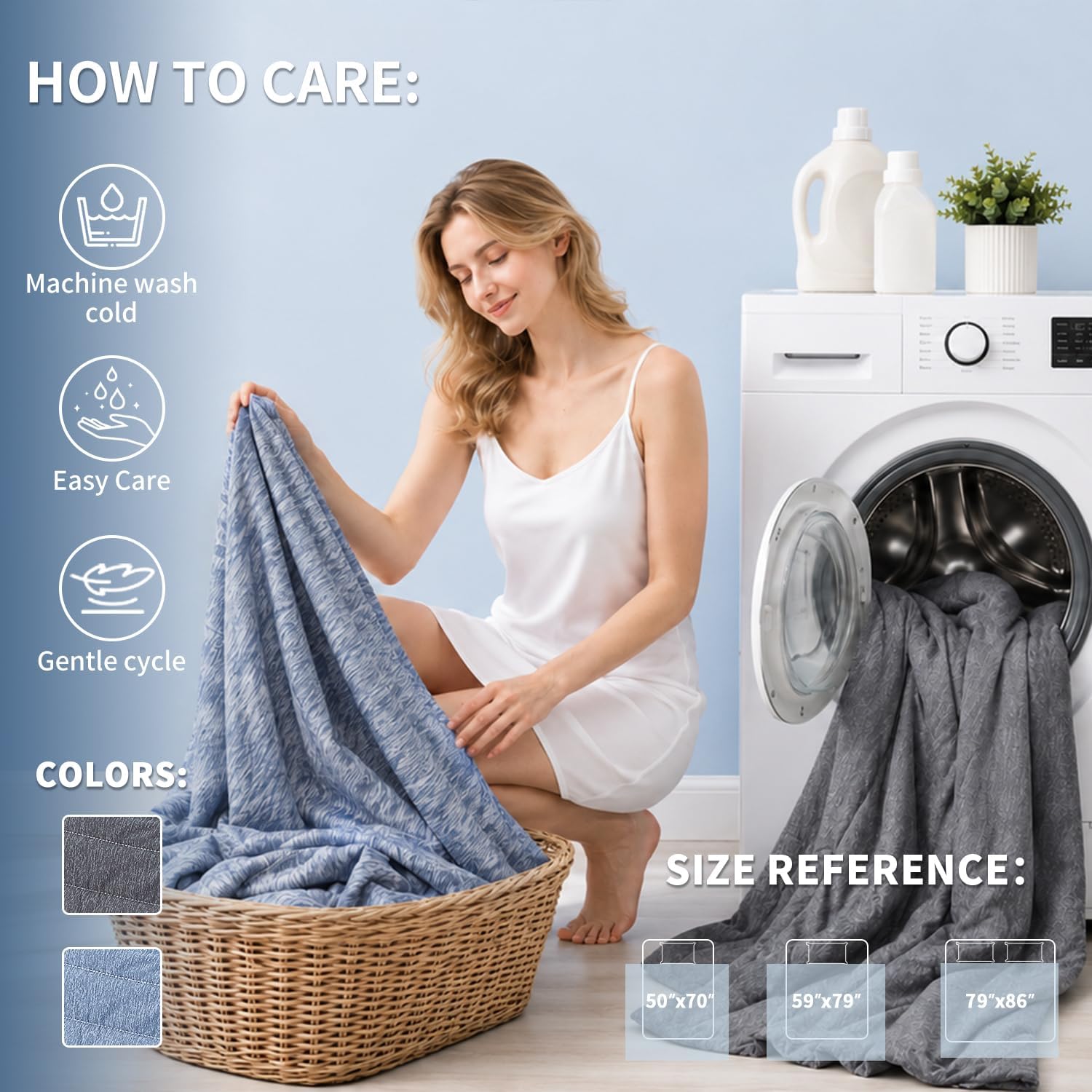 Cooling Blanket Queen Size,Double-Sided Lightweight Summer Bedding for Hot Sleepers and Night Sweats, Breathable Navy Blue Blanket for Bed,Couch and Travel,86 x 79 Inches