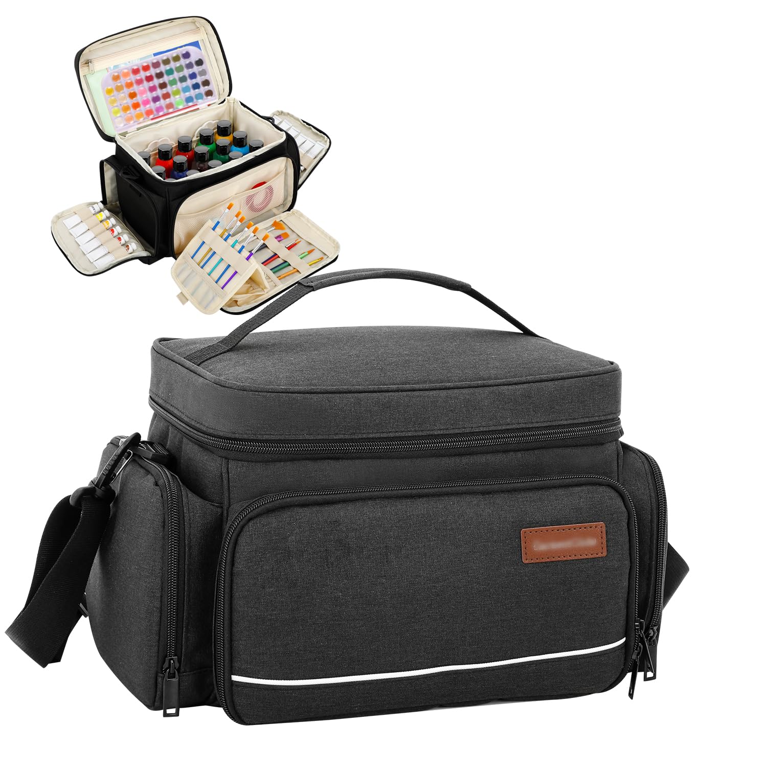 Acrylfarben-Organizer Tasche – Künstler-Aufbewahrung für Malutensilien, Tragbare Pinseltasche & Art Tote Bag, Wasserabweisend mit Fächern für Pinsel, Farben & Zubehör (Nur Tasche)