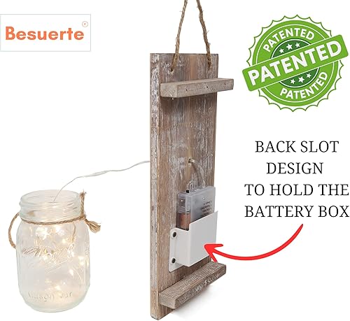 Miniatura 5 de Besuerte Juego de dos apliques de pared con tarro de masón, detalles de pared para sala de estar, arte de pared de granja para sala de estar,