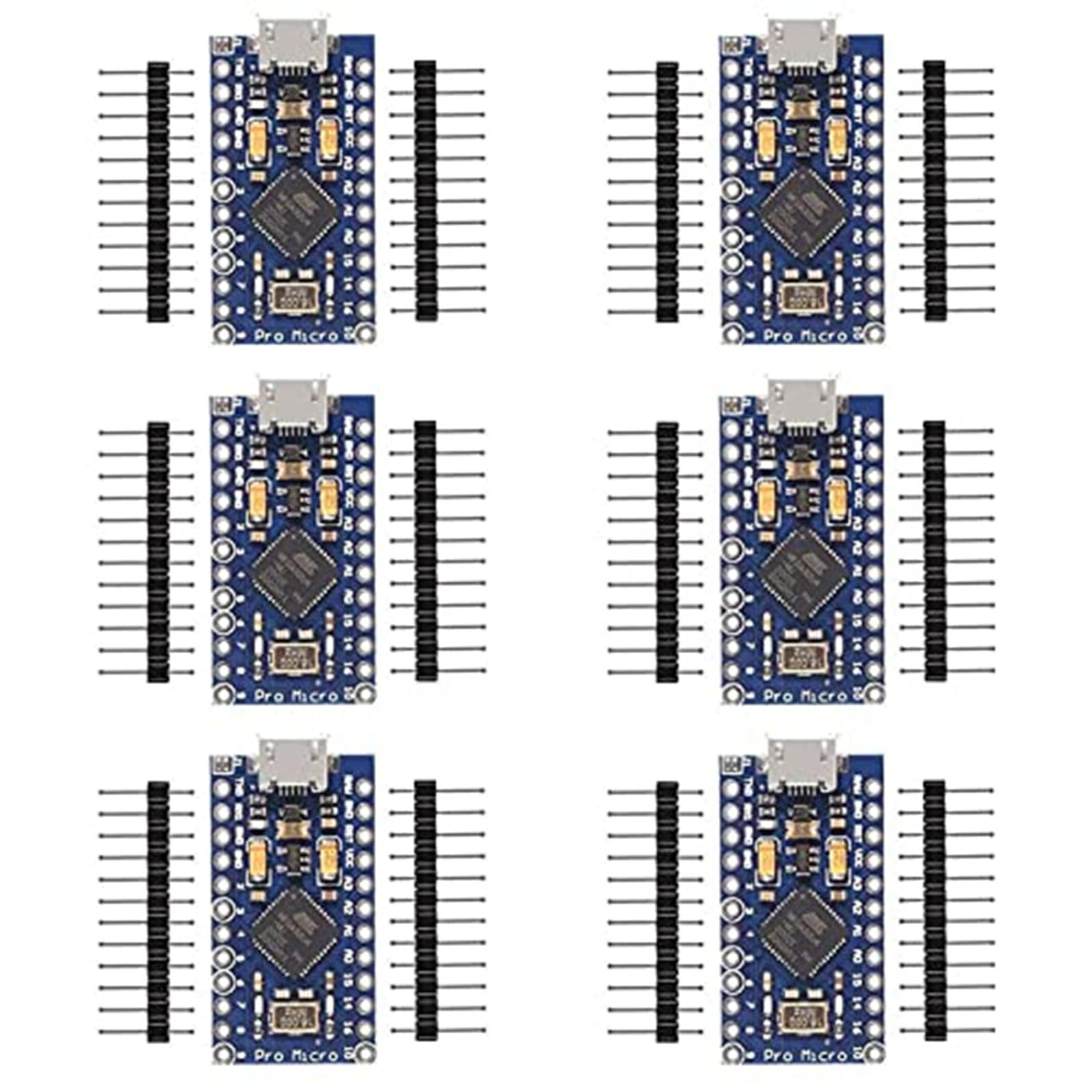 6pcs Pro Micro for Atmega32U4 5V 16MHz Bootloadered IDE Micro USB Pro Micro Development Board Microcontroller Compatible for Pro Micro Serial