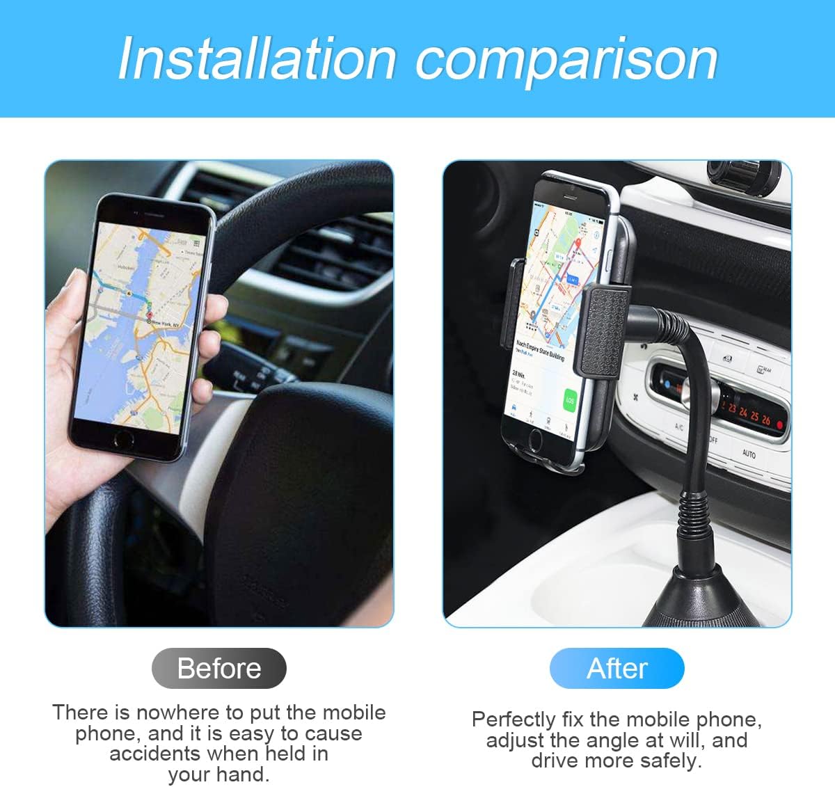 Cup Holder Phone Mount for Car, Upgraded Rotatable Phone Holder, Compatible with iPhone11/11pro/pro max/12/12 pro, Samsung Galaxy, Car Accessories
