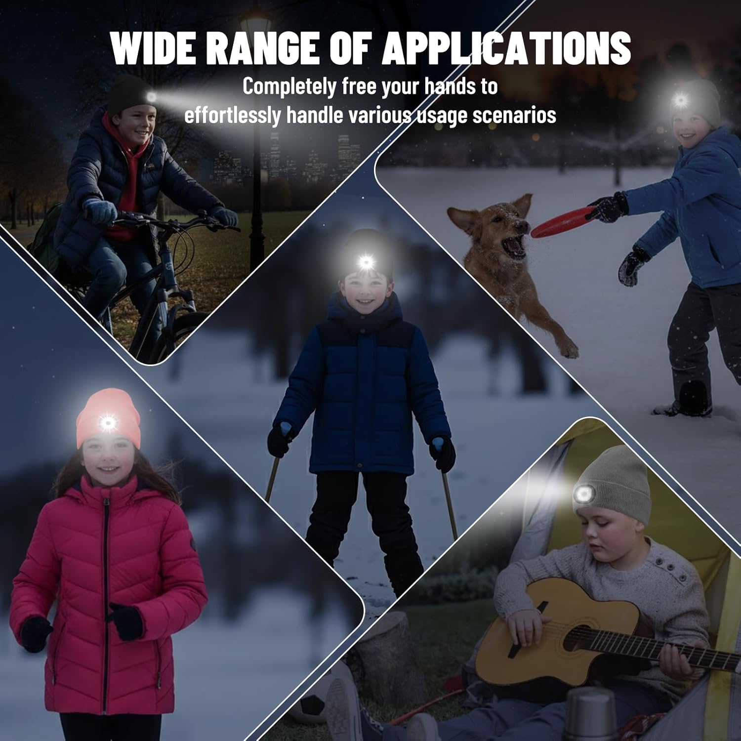 Kids Beanie with Light,Rechargeable LED Beanie Hat with Light for Outdoor Activities,Gifts for Teenage Boys Girls - Image 4