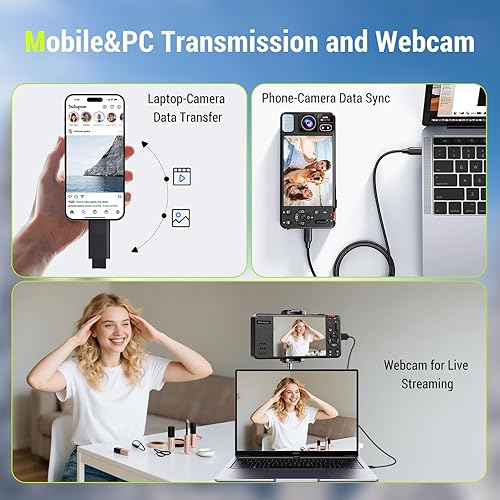 Miniatura 6 de Cámara digital, cámaras 4K 64MP para fotografía, cámara de vlogging con pantalla abatible de 270, enfoque automático, flash, zoom 18X, 2 baterías,