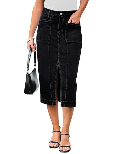 luvamia Jean Skirts for Women Denim Trendy Casual Stretchy High