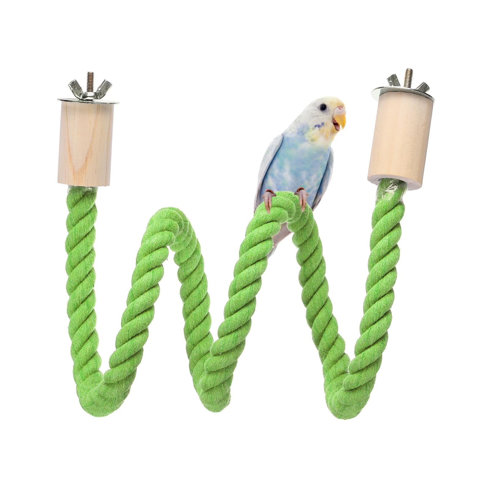 sourcing map Bird Rope Perch Swing, Stand Rope Perch Standing Pole Accessory Climbing Swing Paw Grinding 80cm / 32 Inch, (Light Green) Intended for Parrot/Parakeet/Budgies/Cockatiels/Lovebirds