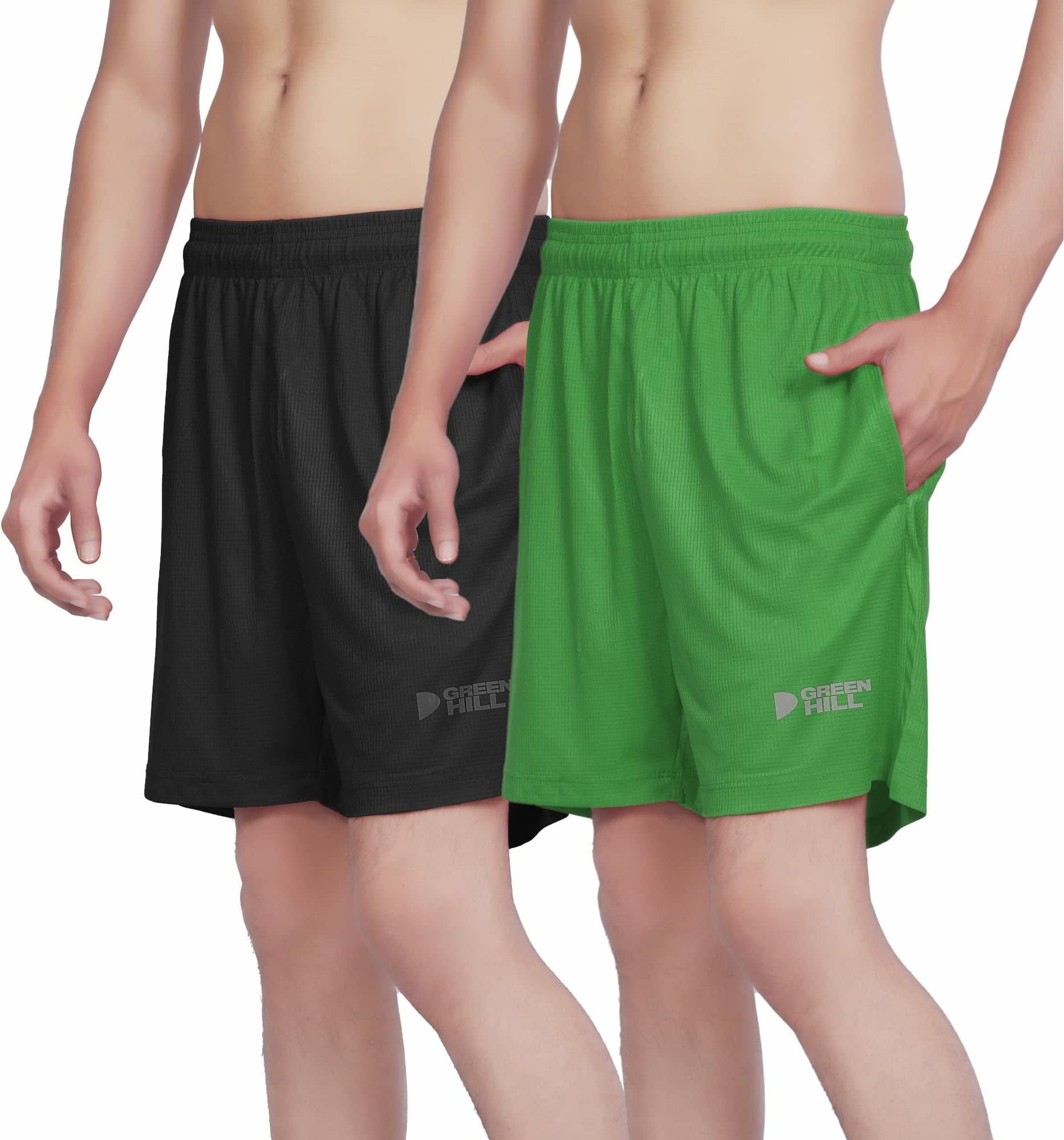 GREEN HILLMens Running Shorts Hiking Fishing – Pack of 2 Workout Shorts For Men Gym Quick Dry Exercise Shorts Athletic training By Green Hill Sports