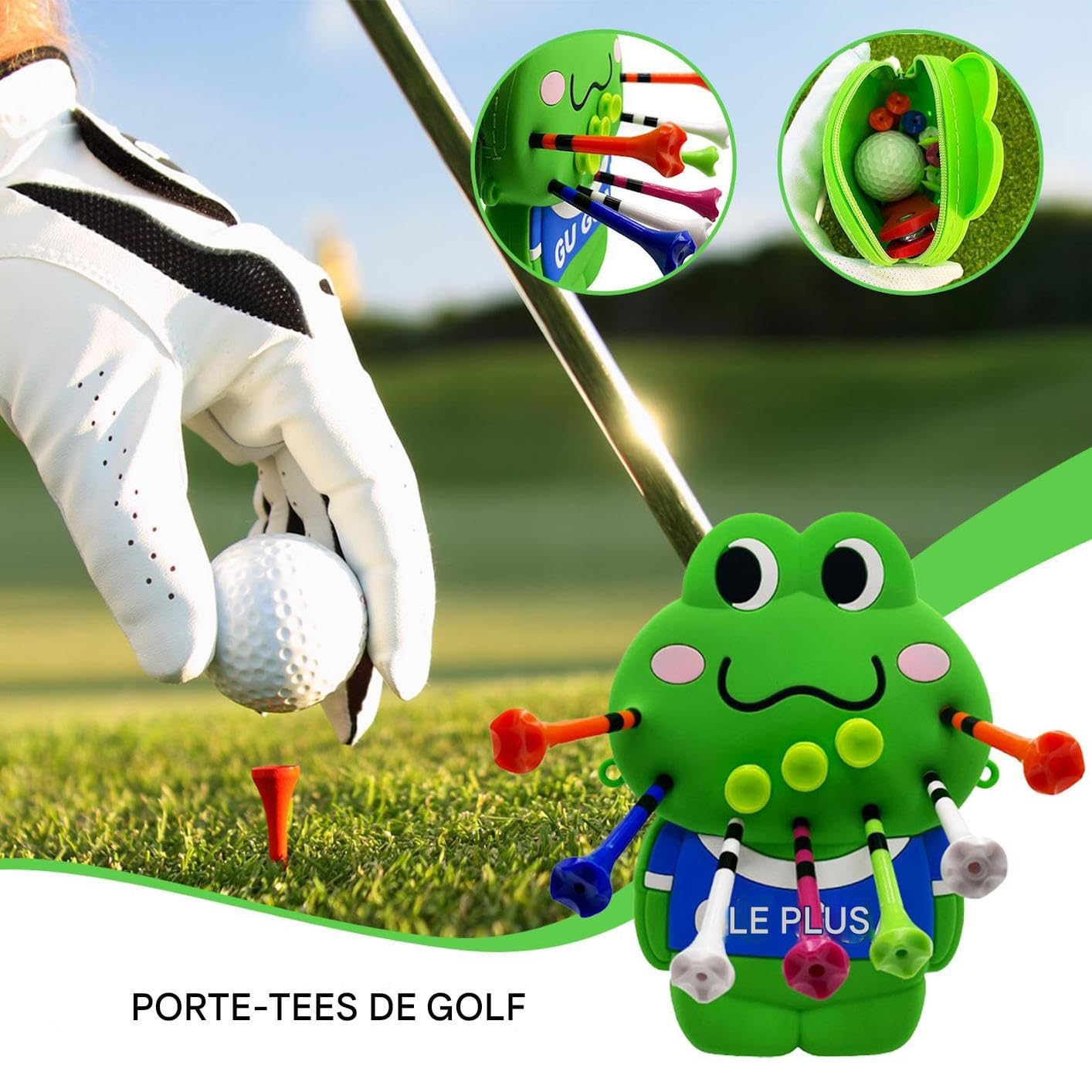 Pochette de Stockage pour Tees de Golf Hommes, Porte-Balles Frog, Organisateur Accessoires Entraînement