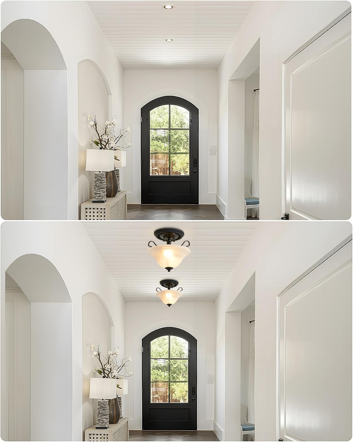 Luvkczc Recessed Can Light Conversion Kit for 5" and 6" Ceiling Fixtures - Pendant/Hanging Light Upgrade, Includes E26 Socket, Mounting Bracket, Round Ceiling Plate（Black）