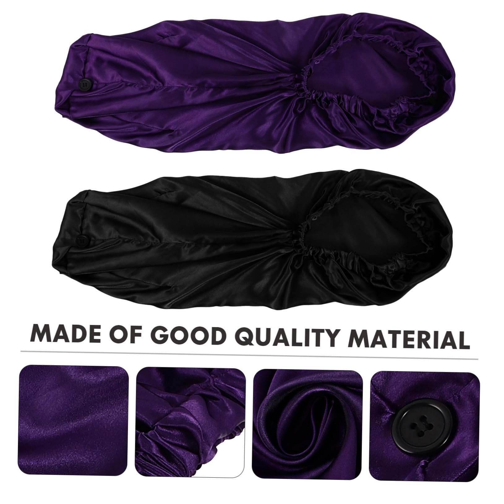 minkissy 6stücke Lange Satin-haarhaube Mit Schnalle Elegante Duschhaube Für Damen Atmungsaktive Schlafkappe Schutz Von Langen Haaren Und Locken