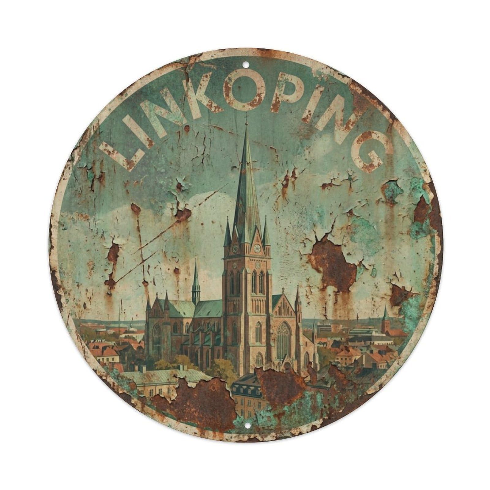 Metal Tin Sign Sweden Retro Travel Linkoping