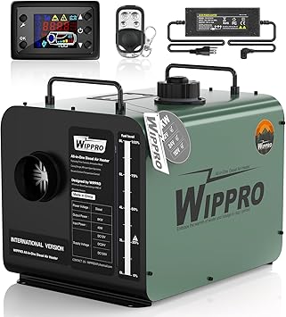 Diesel Heater 8KW 12V/24V/110V, 1.6Gal Diesel Air Heater with LCD Switch, Remote Control for Campers, Car, RV Truck, Boat, Campervans, Caravans, Green (Military Green)