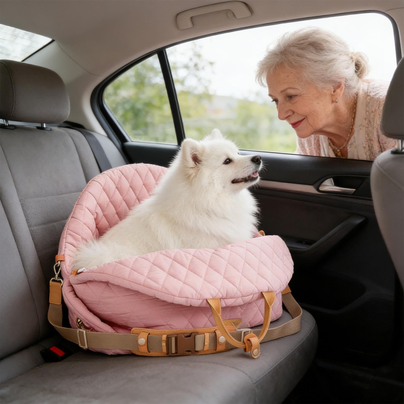 Asiento Canino Con asas, correa ajustable, cama impermeable | Asiento para mascotas y transportín Para camión, SUV, autocaravana, delantero/trasero, viaje, camping, cachorro pequeño,